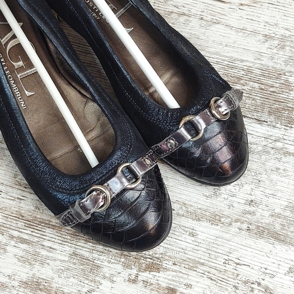 🟦Sz 36/6 AGL Attilio Giusti Leombruni Midnight Blue Shimmer Flats - Picture 7 of 16